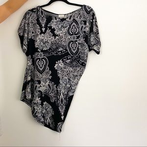SUZY SHIER - Black & White Paisley/ silky Blouse!